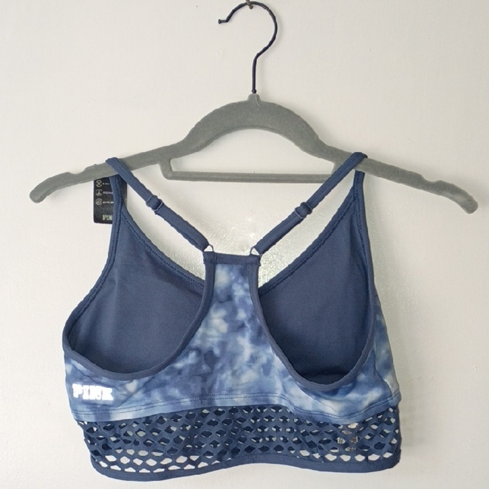 PINK Victoria's Secret Blue Tie-Dye Sports Bra size medium - Picture 3 of 4